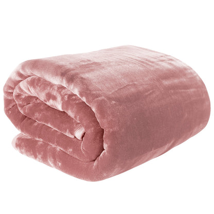Laura Hill Mink Blanket Queen Size Double-sided Soft Plush Bed Faux Throw Rug 220 X 240cm (pink)