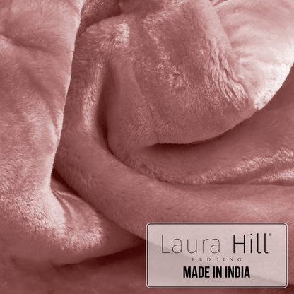 Laura Hill Mink Blanket Queen Size Double-sided Soft Plush Bed Faux Throw Rug 220 X 240cm (pink)