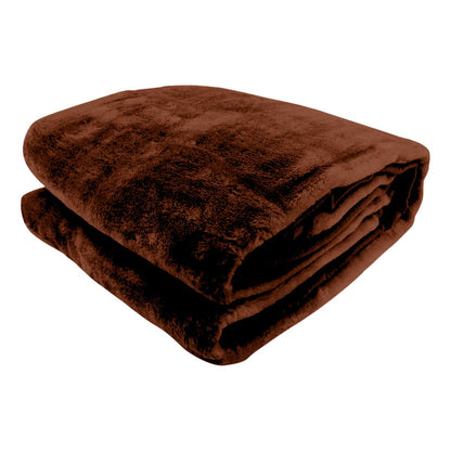 Laura Hill Faux Mink Blanket 800GSM Heavy Double-Sided - Chocolate