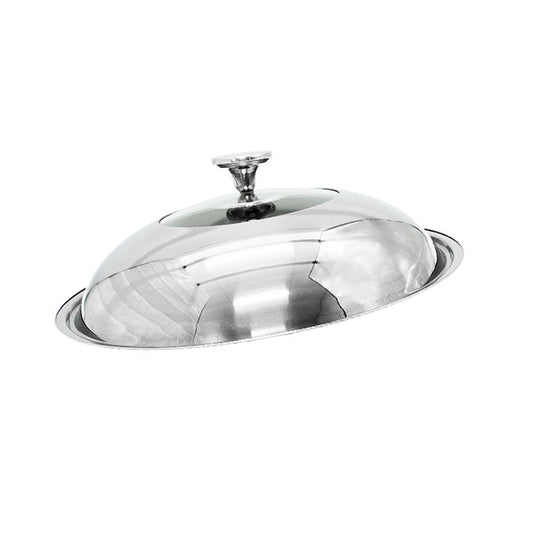 38cm Stainless steel Lid with Glass Window Frypan Casserole Pot Wok Replacement