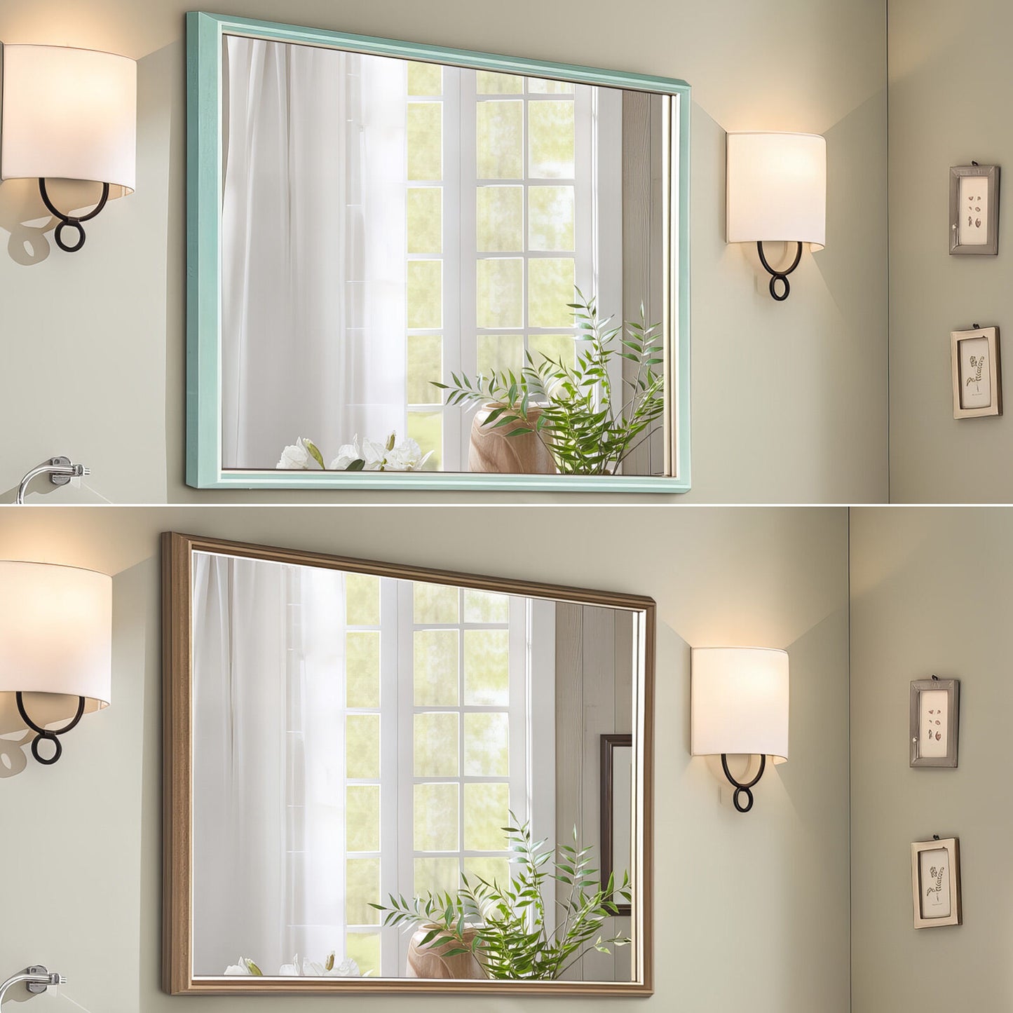 2 Set Wall Mirror Rectangular Frame Bathroom 70x90cm Turquoise