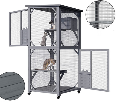 YES4PETS Pet Cat Bird Shelter Condo with Escape Door Wooden Kitten Cage House