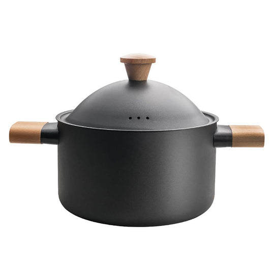 Non-stick Carbon Steel Dutch oven soup pot pan frying pan with lid wooden handle