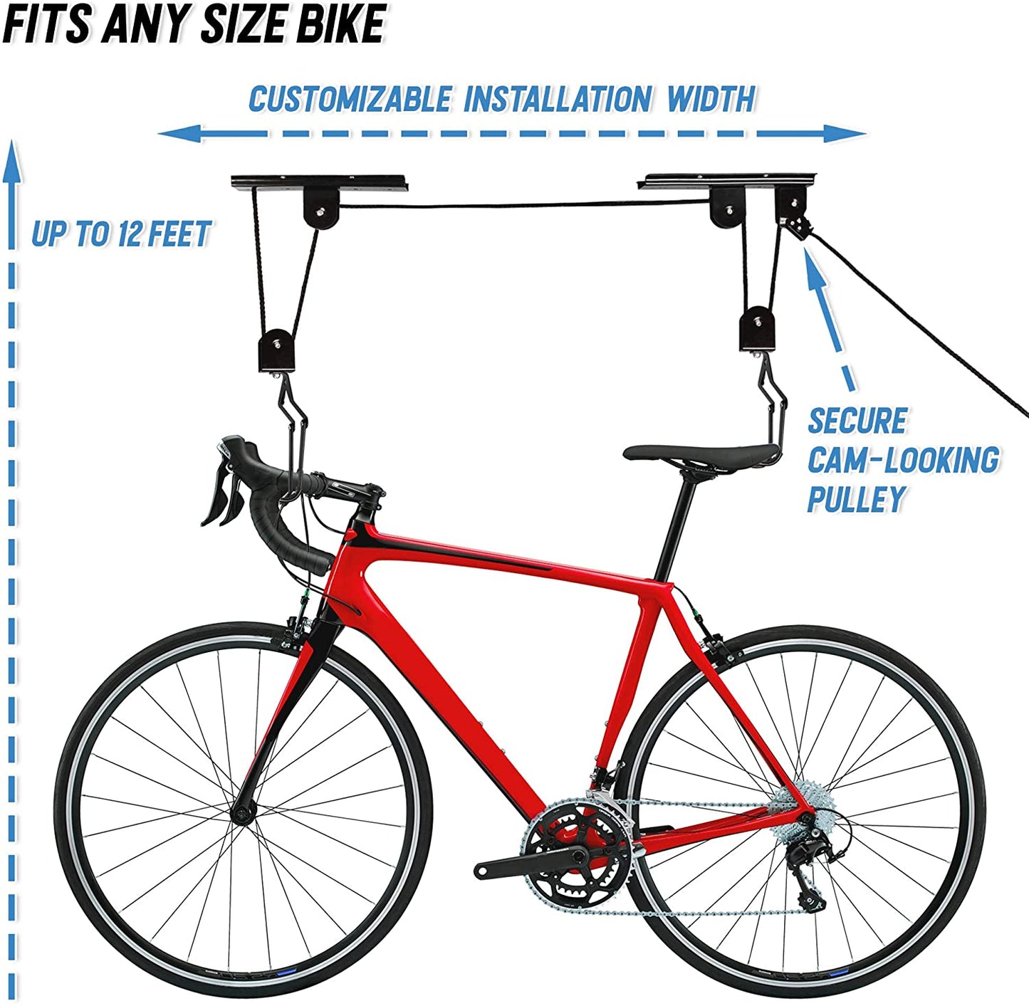 Kayak Bike Hoists Hanger Ladder Ceiling Mount 20kg Capacity Hooks Pulleys
