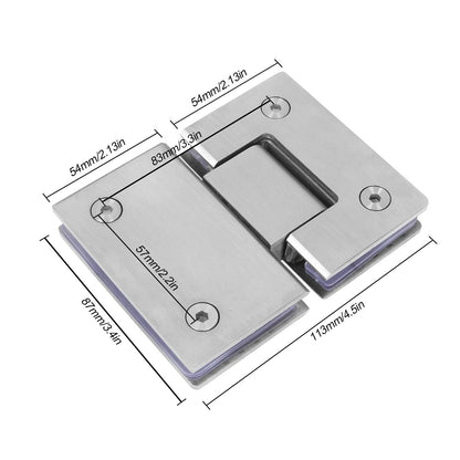 Shower Glass Door Gate Hinge 304 Stainless Steel 180 Degrees Polished Chrome Finish