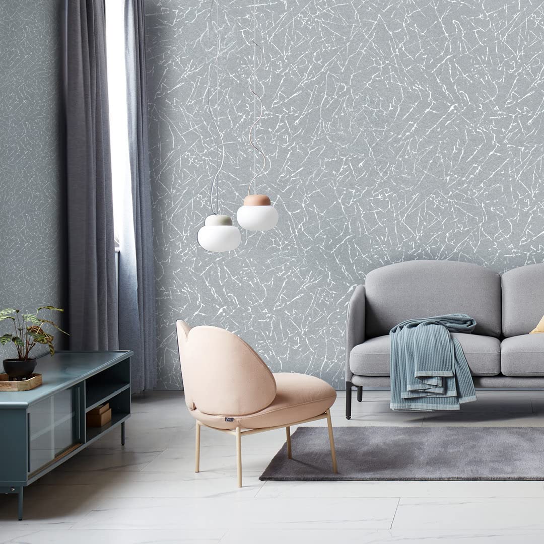 61cm x 10m Green Wallpaper Decor Faux Grasscloth Paper Wall Paper Self Adhesive Removable Silver