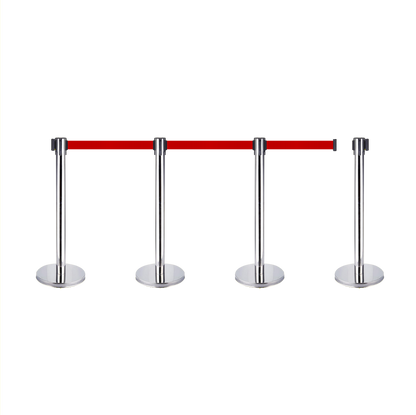 Retractable Queue Crowd Control Barriers | Silver Pole Red Belt