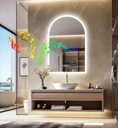 Interior Ave - 90 x 60cm Arched Frameless LED Bathroom Mirror – Bluetooth