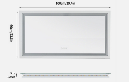Interior Ave - 100 x 60cm Rectangle Frameless LED Bathroom Mirror