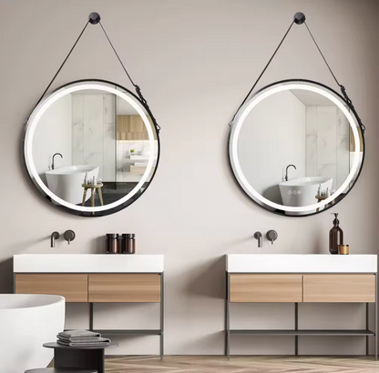 Interior Ave - 60cm Round Black Hanging LED Bathroom Mirror