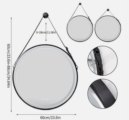 Interior Ave - 60cm Round Black Hanging LED Bathroom Mirror