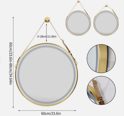 Interior Ave - 60cm Round Gold LED Hanging Bathroom Mirror