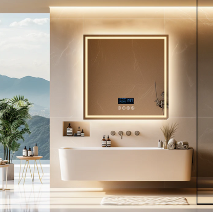 Interior Ave - 80 x 80cm Square Frameless LED Bathroom Mirror – Bluetooth