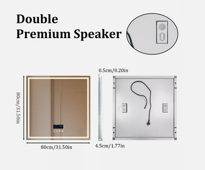 Interior Ave - 80 x 80cm Square Frameless LED Bathroom Mirror – Bluetooth