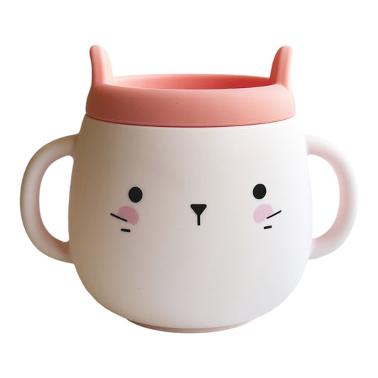 Whisker Wonderland Innovative Hydroponic Cat Grass Growing Mug - Pink | Soil-Free, Digestion & Hairball Aid, Eco-Friendly Silicone, Reusable