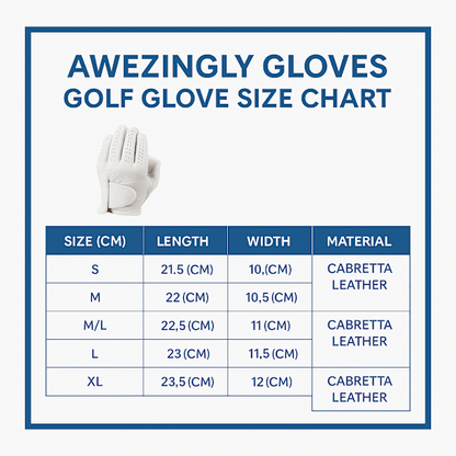 Awezingly Premium Quality Cabretta Leather Golf Glove for Men - White (S)