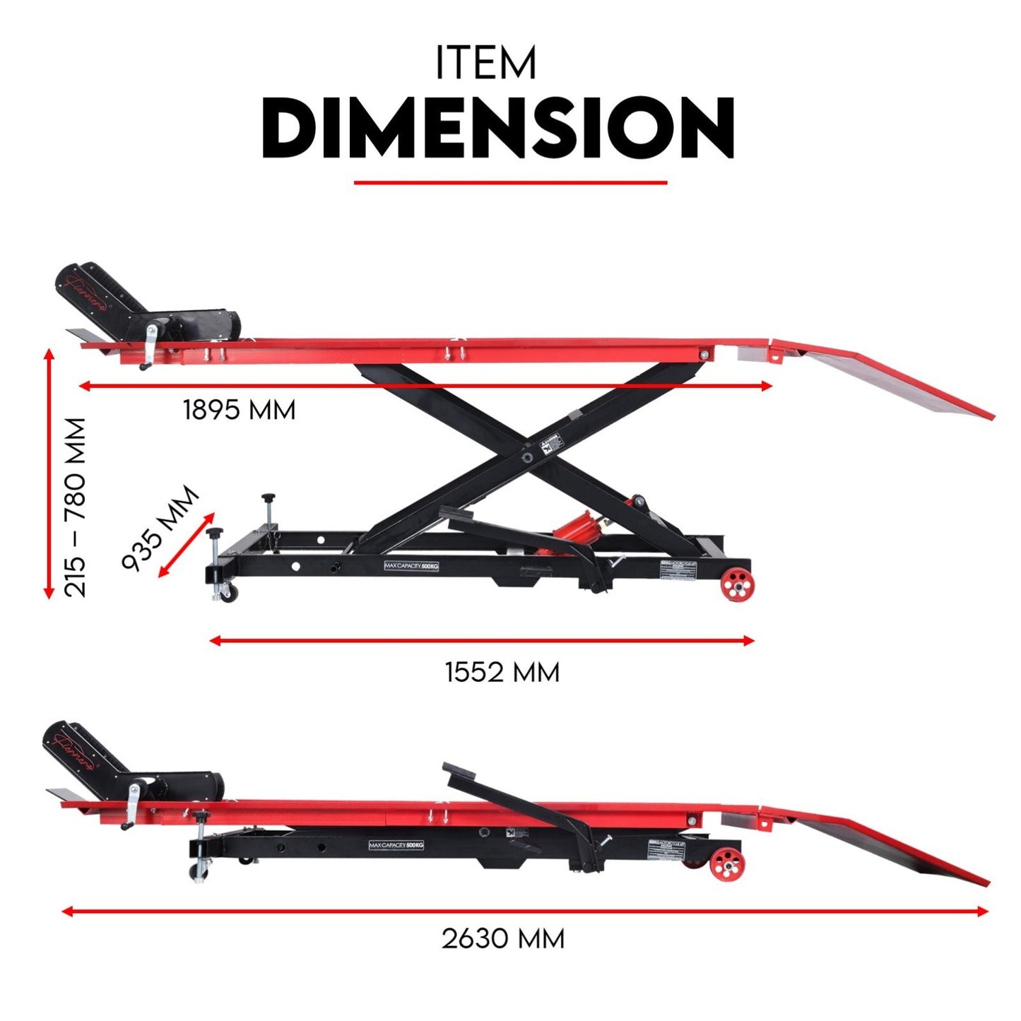 500Kg Hydraulic Motorcycle Lift Motorbike Stand Bike Jack Hoist Lift Table