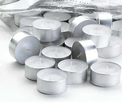 20 Pack Tea Light Candles - White Smokeless Tealights Unscented - 9 Hour Burn Time