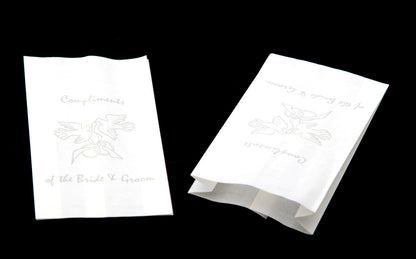 100 Pack Wedding Cake Bags Greaseproof Wax Paper Slice Take Home Favour Silver Doves