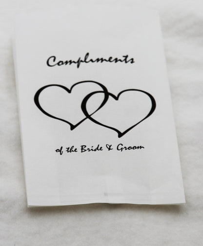 150 Pack Wedding Cake Bags Greaseproof Wax Paper Slice Take Home Favour Heart n Message