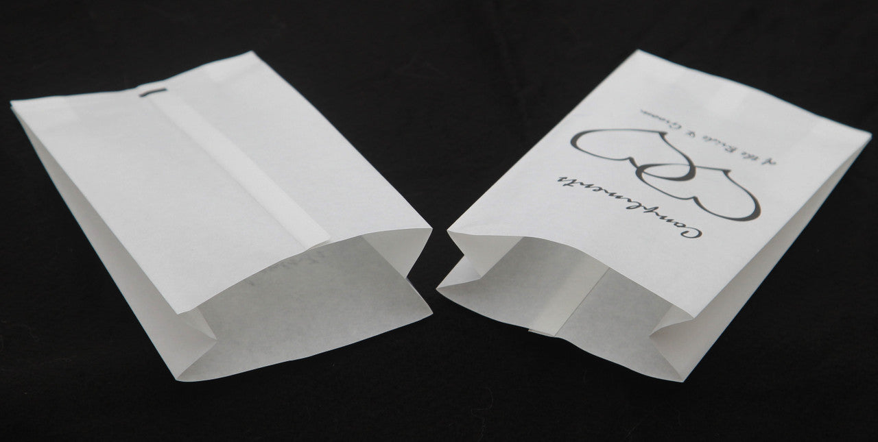 150 Pack Wedding Cake Bags Greaseproof Wax Paper Slice Take Home Favour Heart n Message