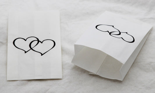 150 Pack Wedding Cake Bags Greaseproof Wax Paper Slice Take Home Favour Large Heart