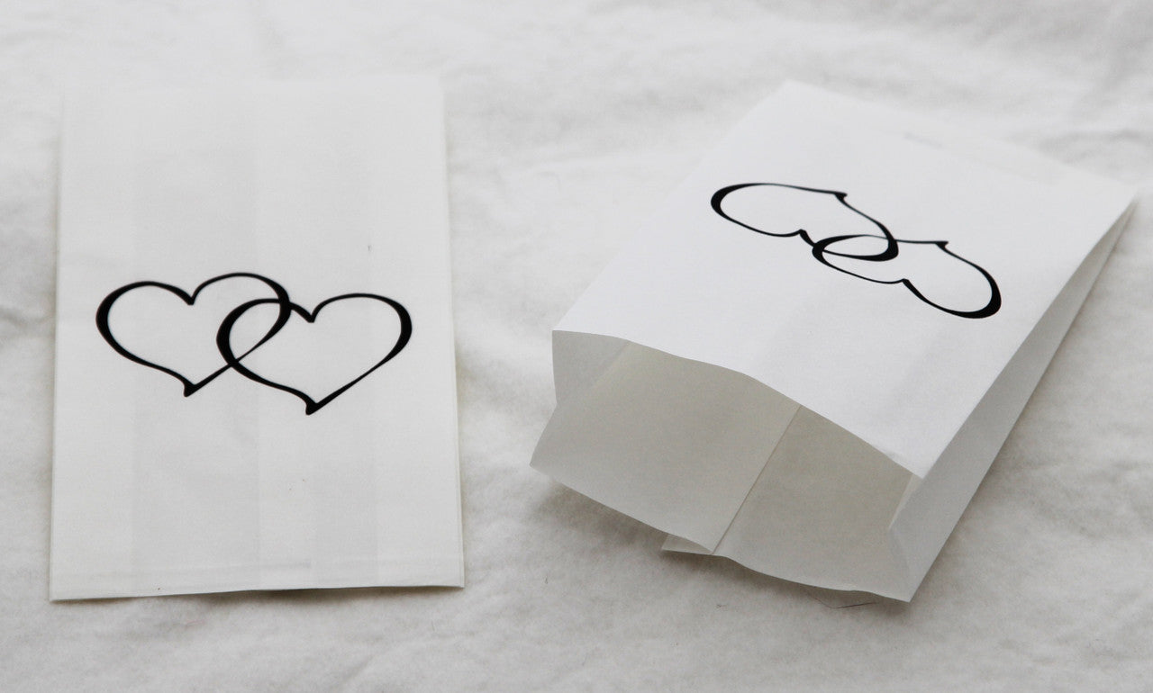 50 Pack Wedding Cake Bags Greaseproof Wax Paper Slice Take Home Favour Large Heart