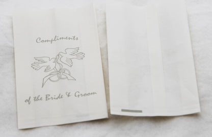 50 Pack Wedding Cake Bags Greaseproof Wax Paper Slice Take Home Favour Silver Doves