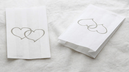 50 Pack Wedding Cake Bags Greaseproof Wax Paper Slice Take Home Favour Large Silver Heart