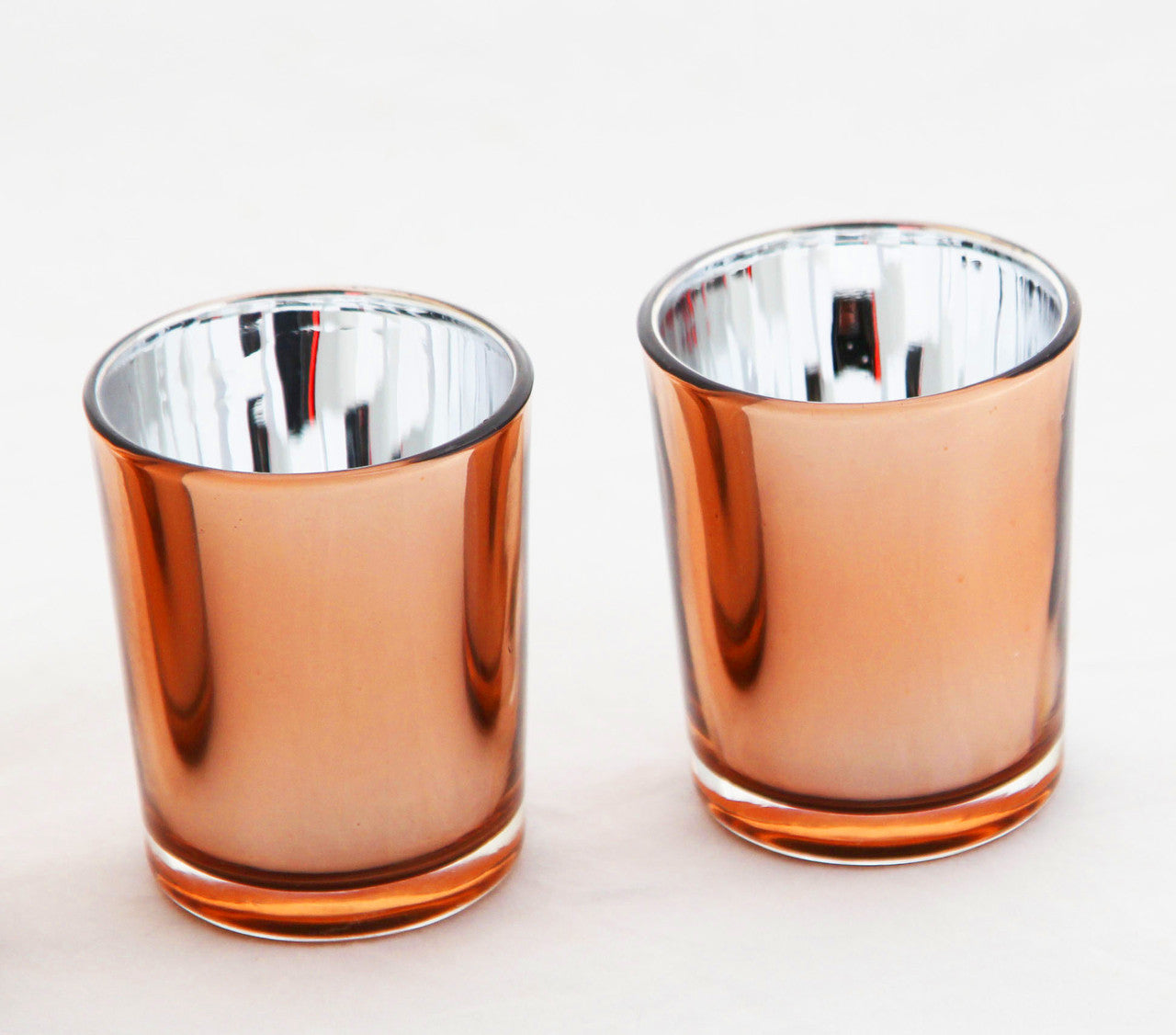 20 Pack Copper Votive Tealight Candle Holders Valentines Day Mercury  Wedding Decor Glass Candlestick Party Decorations Bridal Baby Shower Event