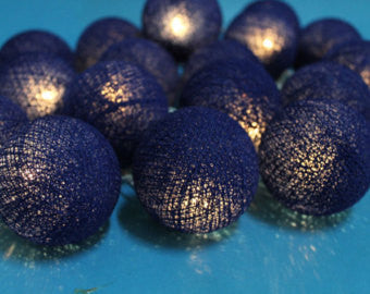 20 Ball Dark Blue 3m String Light Battery Box 5cm Cotton Ball  Christmas Birthday Boy Special Occasion Decoration