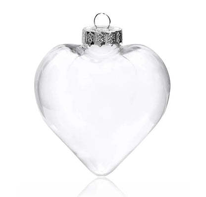 5 Pack Iridescent Glass Heart Ornaments Fillable Baubles for Christmas Party Wedding DIY Craft Decorations