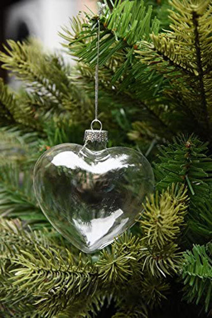 5 Pack Iridescent Glass Heart Ornaments Fillable Baubles for Christmas Party Wedding DIY Craft Decorations