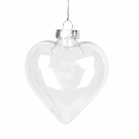 50 Wholesale Pack Iridescent Glass Heart Ornaments Fillable Baubles for Christmas Party Wedding DIY Craft Decorations