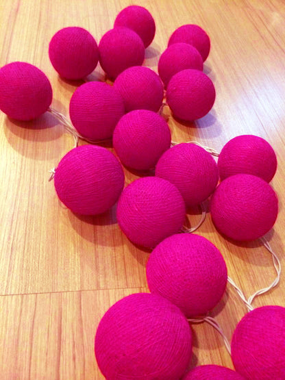 50 Ball HOT Pink LONG 5m String Light Battery Box 5cm Cotton Ball  Christmas Birthday Bbay Girl Special Occasion Decoration