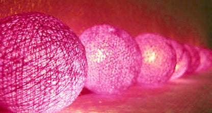 50 Ball HOT Pink LONG 5m String Light Battery Box 5cm Cotton Ball  Christmas Birthday Bbay Girl Special Occasion Decoration
