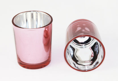 20 Pack Rose Gold Pink Votive Tealight Candle Holders Valentines Day Mercury  Wedding Decor Glass Candlestick Party Decorations Bridal Baby Shower Event