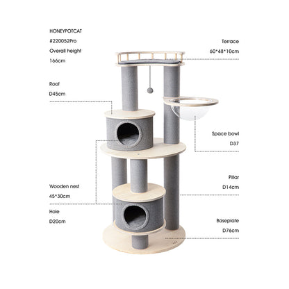 HONEYPOTCAT Majestic Reinforced Multi-Level Cat Tree  - 165cm
