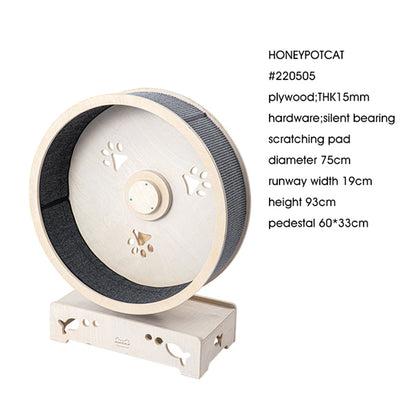 HONEYPOTCAT Fit & Fun Active Runner Wood Cat Wheel - Flex 93cm