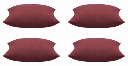 Pack of 4 Elements Deep Red Solid Base Colour Square Cushion Covers