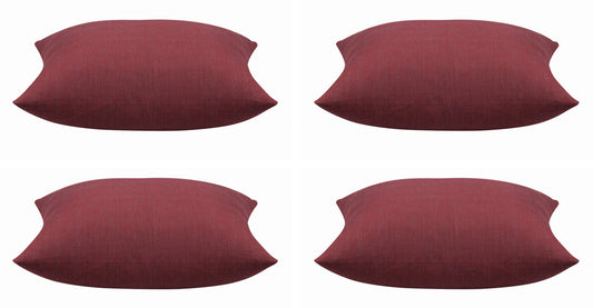 Pack of 4 Elements Deep Red Solid Base Colour Square Cushion Covers