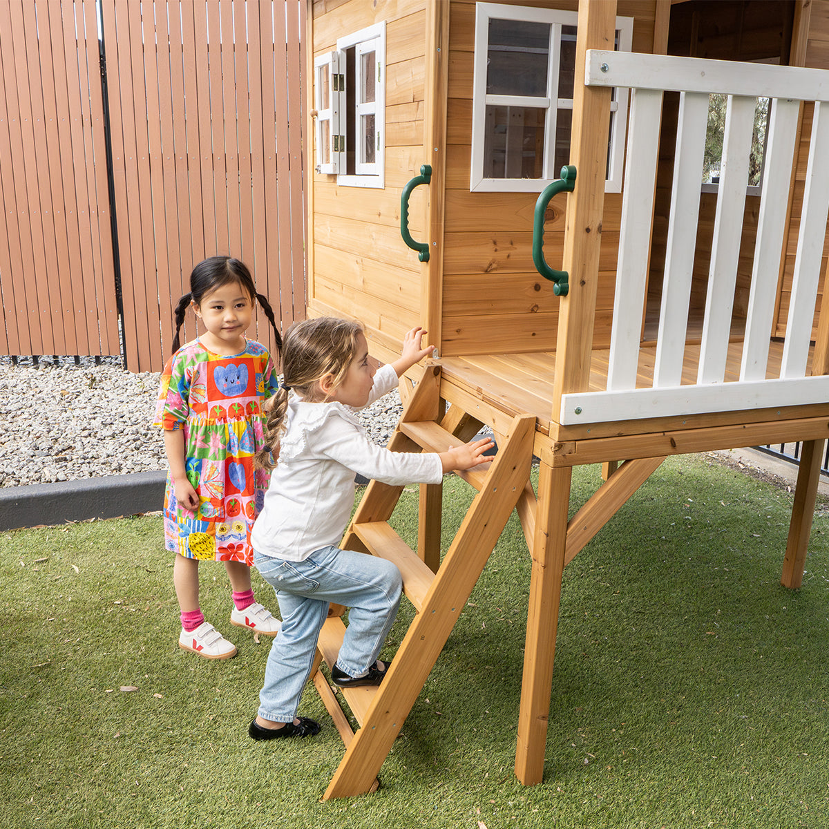 Lifespan Kids Archie Cubby House (Elevated) with 1.8m Slide (Green)