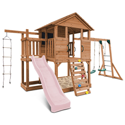 Lifespan Kids Kingston Cubby House with 2.2m Slide (Pastel Pink)