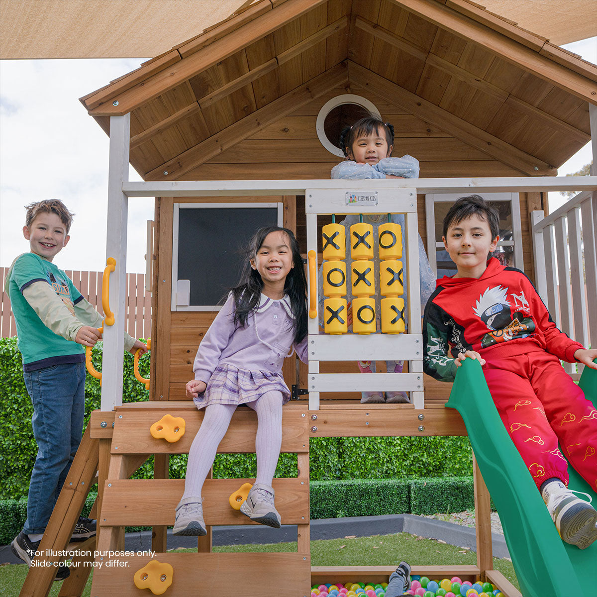 Lifespan Kids Warrigal Cubby House with 2.2m Slide (Pastel Green)