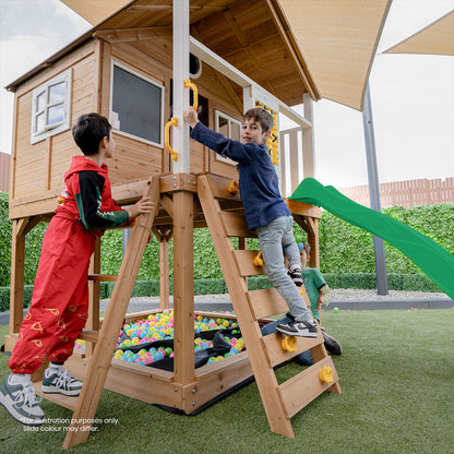Lifespan Kids Warrigal Cubby House with 2.2m Slide (Pastel Green)