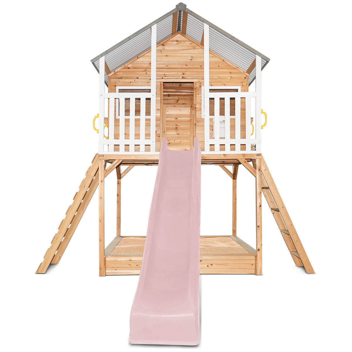 Lifespan Kids Winchester Cubby House (Elevated 1.45m) with 3.0m Slide (Pastel Pink)