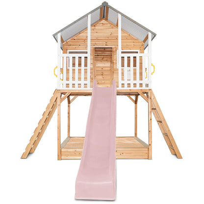 Lifespan Kids Winchester Cubby House (Elevated 1.45m) with 3.0m Slide (Pastel Pink)