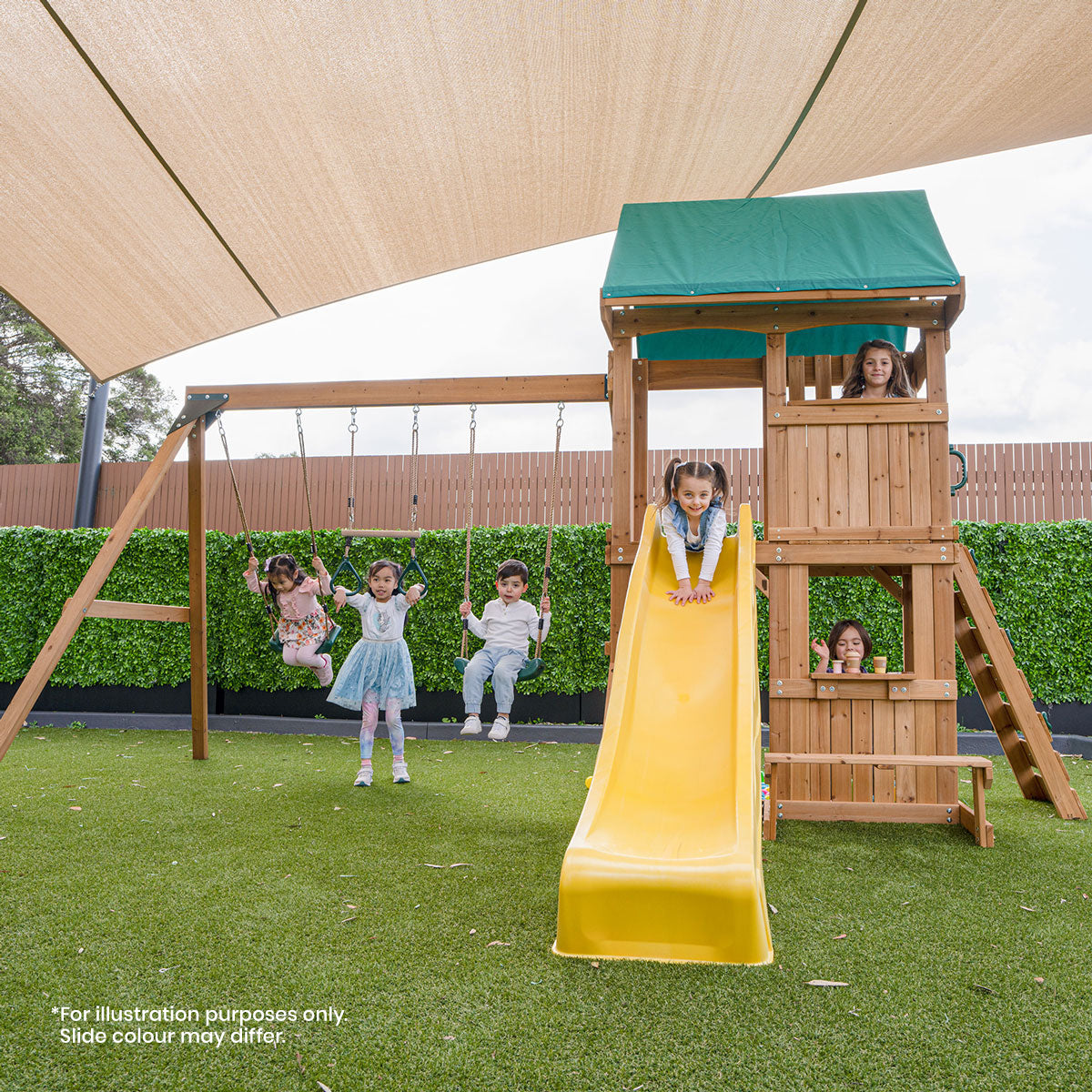 Lifespan Kids Carindale Swing Set & Play Centre with 2.2m Slide (Pastel Green)