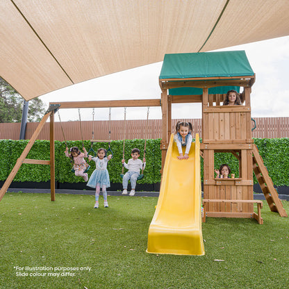 Lifespan Kids Carindale Swing Set & Play Centre with 2.2m Slide (Pastel Green)
