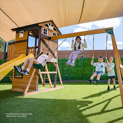 Lifespan Kids Darlington Swing Set & Play Centre with 2.2m Slide (White)
